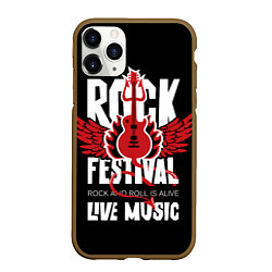 Чехол iPhone 11 Pro матовый Rock festival - live music, цвет: 3D-коричневый