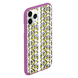 Чехол iPhone 11 Pro матовый Жёлто-белый паттерн конструкция, цвет: 3D-фиолетовый — фото 2