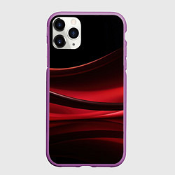 Чехол iPhone 11 Pro матовый Темная красная абстракция на черном фоне, цвет: 3D-фиолетовый