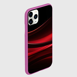 Чехол iPhone 11 Pro матовый Темная красная абстракция на черном фоне, цвет: 3D-фиолетовый — фото 2