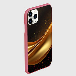 Чехол iPhone 11 Pro матовый Золотая стильная абстракция на черном фоне, цвет: 3D-малиновый — фото 2