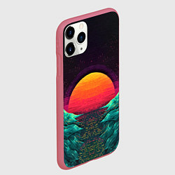 Чехол iPhone 11 Pro матовый Пиксельный ретро закат, цвет: 3D-малиновый — фото 2