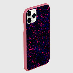 Чехол iPhone 11 Pro матовый Абстракция чёрно-синий с розовыми кляксами, цвет: 3D-малиновый — фото 2