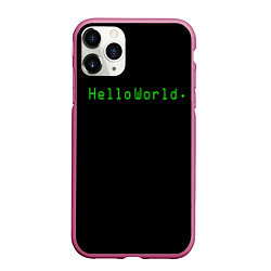 Чехол iPhone 11 Pro матовый Hello world, цвет: 3D-малиновый