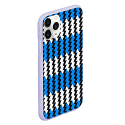 Чехол iPhone 11 Pro матовый Вертикальные бело-синие полосы, цвет: 3D-светло-сиреневый — фото 2