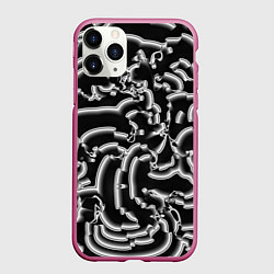 Чехол iPhone 11 Pro матовый Абстрактные объемные рельефы, цвет: 3D-малиновый