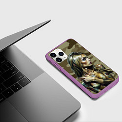 Чехол iPhone 11 Pro матовый Красивая девушка с татуировками, цвет: 3D-фиолетовый — фото 2