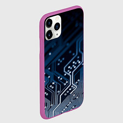 Чехол iPhone 11 Pro матовый Дорожки платы, цвет: 3D-фиолетовый — фото 2