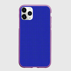 Чехол iPhone 11 Pro матовый Паттерн зеленые круги на синем, цвет: 3D-фиолетовый