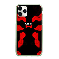 Чехол iPhone 11 Pro матовый Nissan GTR - Cyber red, цвет: 3D-салатовый