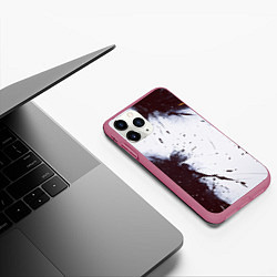 Чехол iPhone 11 Pro матовый Брызги и мазки красками, цвет: 3D-малиновый — фото 2