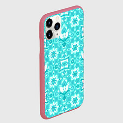 Чехол iPhone 11 Pro матовый Бирюзовая цветочная геометрия, цвет: 3D-малиновый — фото 2