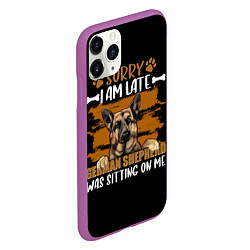 Чехол iPhone 11 Pro матовый Немецкая овчарка - german shepherd, цвет: 3D-фиолетовый — фото 2