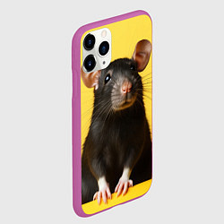 Чехол iPhone 11 Pro матовый Крыса черная, цвет: 3D-фиолетовый — фото 2