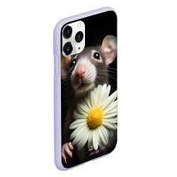 Чехол iPhone 11 Pro матовый Крыс и ромашка, цвет: 3D-светло-сиреневый — фото 2