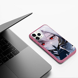 Чехол iPhone 11 Pro матовый Genshin Impact Арлекино smile quiet, цвет: 3D-малиновый — фото 2