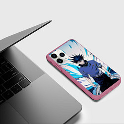 Чехол iPhone 11 Pro матовый Мэгуми Фусигуро из Jujutsu Kaisen абстракция, цвет: 3D-малиновый — фото 2