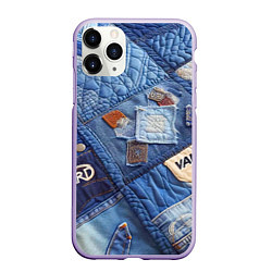 Чехол iPhone 11 Pro матовый Vanguard jeans patchwork - ai art, цвет: 3D-светло-сиреневый