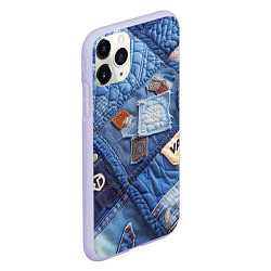 Чехол iPhone 11 Pro матовый Vanguard jeans patchwork - ai art, цвет: 3D-светло-сиреневый — фото 2