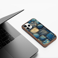 Чехол iPhone 11 Pro матовый Denim patchwork - ai art, цвет: 3D-коричневый — фото 2