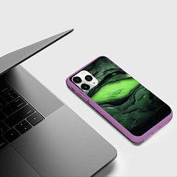 Чехол iPhone 11 Pro матовый Разрез на зеленой абстракции, цвет: 3D-фиолетовый — фото 2