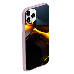 Чехол iPhone 11 Pro матовый Разлом черных плит и оранжевая лава, цвет: 3D-розовый — фото 2