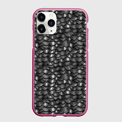 Чехол iPhone 11 Pro матовый Железная броня текстура, цвет: 3D-малиновый