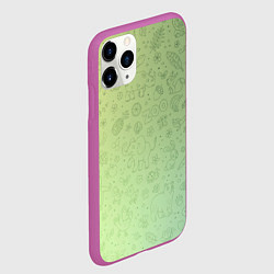 Чехол iPhone 11 Pro матовый Соцсети зеленый фон, цвет: 3D-фиолетовый — фото 2