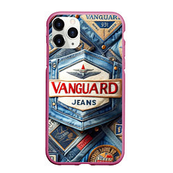 Чехол iPhone 11 Pro матовый Vanguard denim patchwork - ai art, цвет: 3D-малиновый