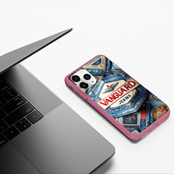 Чехол iPhone 11 Pro матовый Vanguard denim patchwork - ai art, цвет: 3D-малиновый — фото 2