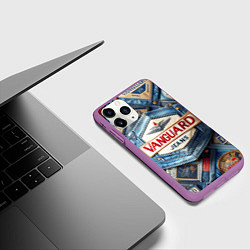 Чехол iPhone 11 Pro матовый Vanguard denim patchwork - ai art, цвет: 3D-фиолетовый — фото 2