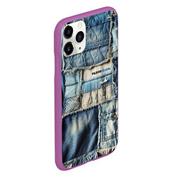 Чехол iPhone 11 Pro матовый Patchwork denim - vogue, цвет: 3D-фиолетовый — фото 2