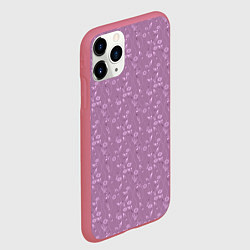 Чехол iPhone 11 Pro матовый Розовый сиреневый цветочный однотонный узор, цвет: 3D-малиновый — фото 2