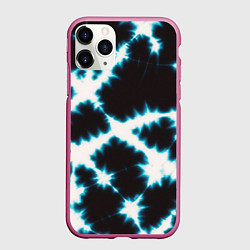 Чехол iPhone 11 Pro матовый Тёмно синий тай дай, цвет: 3D-малиновый
