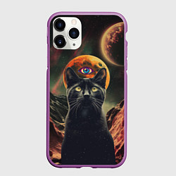 Чехол iPhone 11 Pro матовый Кот Масон - третий глаз, цвет: 3D-фиолетовый