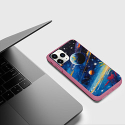 Чехол iPhone 11 Pro матовый Цвета вселенной, цвет: 3D-малиновый — фото 2