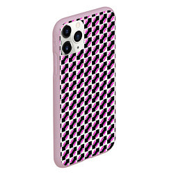 Чехол iPhone 11 Pro матовый Чёрно-розовые ячейки, цвет: 3D-розовый — фото 2