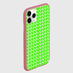Чехол iPhone 11 Pro матовый Зелёные лепестки шестиугольники, цвет: 3D-малиновый — фото 2