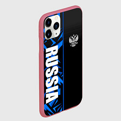Чехол iPhone 11 Pro матовый Россия - синяя абстракция, цвет: 3D-малиновый — фото 2