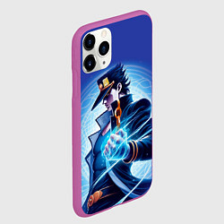 Чехол iPhone 11 Pro матовый Jotaro Kujo - neon glow fantasy, цвет: 3D-фиолетовый — фото 2