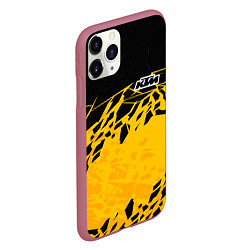 Чехол iPhone 11 Pro матовый KTM - оранжевые разломы, цвет: 3D-малиновый — фото 2