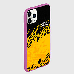 Чехол iPhone 11 Pro матовый KTM - оранжевые разломы, цвет: 3D-фиолетовый — фото 2