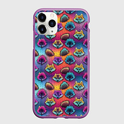 Чехол iPhone 11 Pro матовый Furry color anime faces, цвет: 3D-фиолетовый