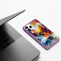 Чехол iPhone 11 Pro матовый Абстрактные фигуры, цвет: 3D-фиолетовый — фото 2