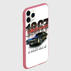 Чехол iPhone 11 Pro матовый Автомобиль Шевроле Импала 1967 года, цвет: 3D-малиновый — фото 2