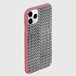 Чехол iPhone 11 Pro матовый Чёрно-белые волнистые линии, цвет: 3D-малиновый — фото 2
