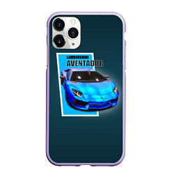 Чехол iPhone 11 Pro матовый Спортивная итальянская машина Lamborghini Aventado, цвет: 3D-светло-сиреневый