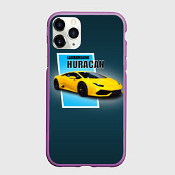 Чехол iPhone 11 Pro матовый Спортивная итальянская машина Lamborghini Huracan, цвет: 3D-фиолетовый