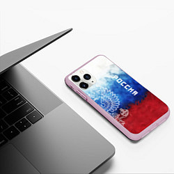 Чехол iPhone 11 Pro матовый Герб России и флаг, цвет: 3D-розовый — фото 2
