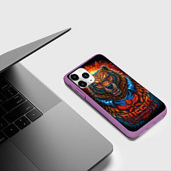 Чехол iPhone 11 Pro матовый Военный русский медведь, цвет: 3D-фиолетовый — фото 2